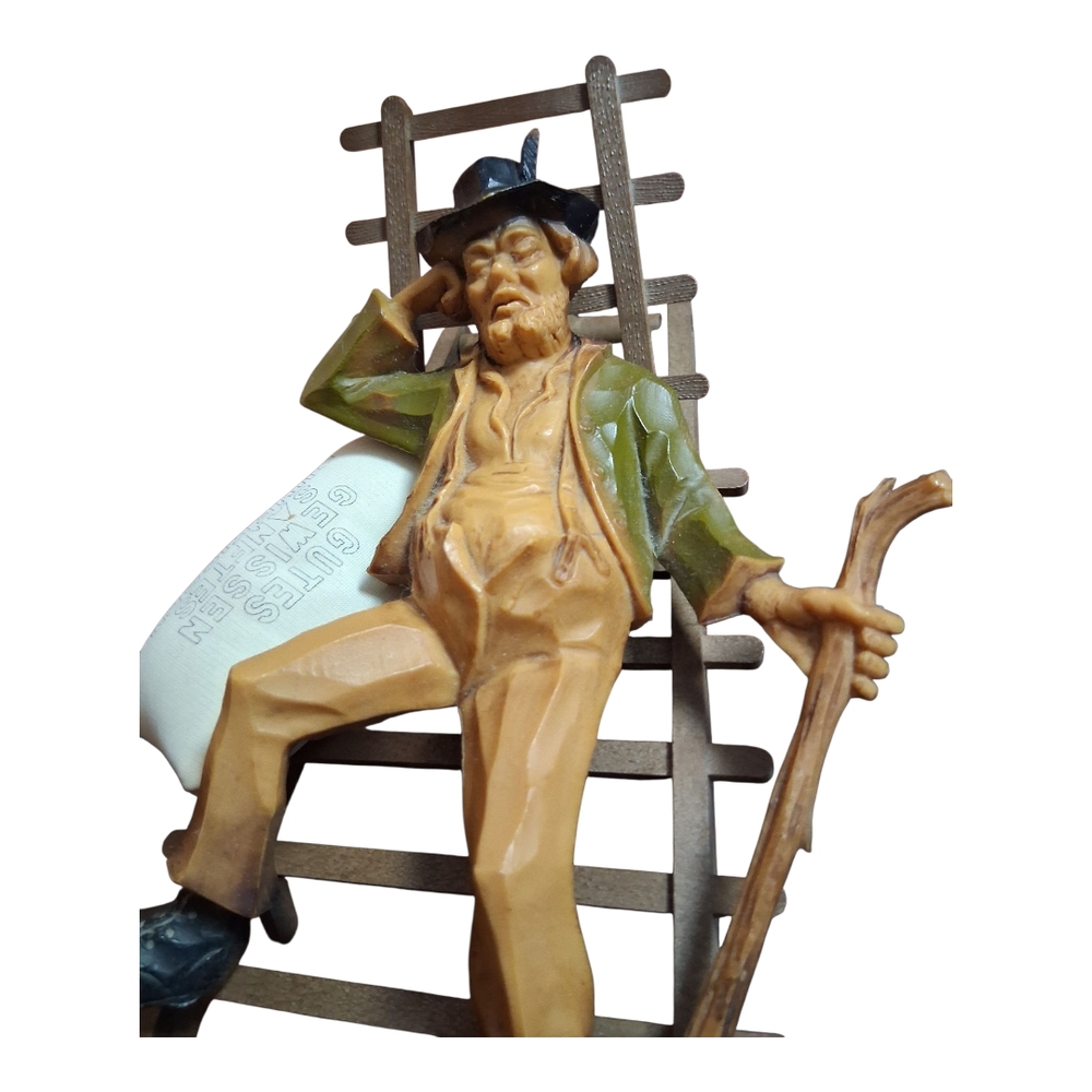 Vintage Farmer Figurine in Green and Brown